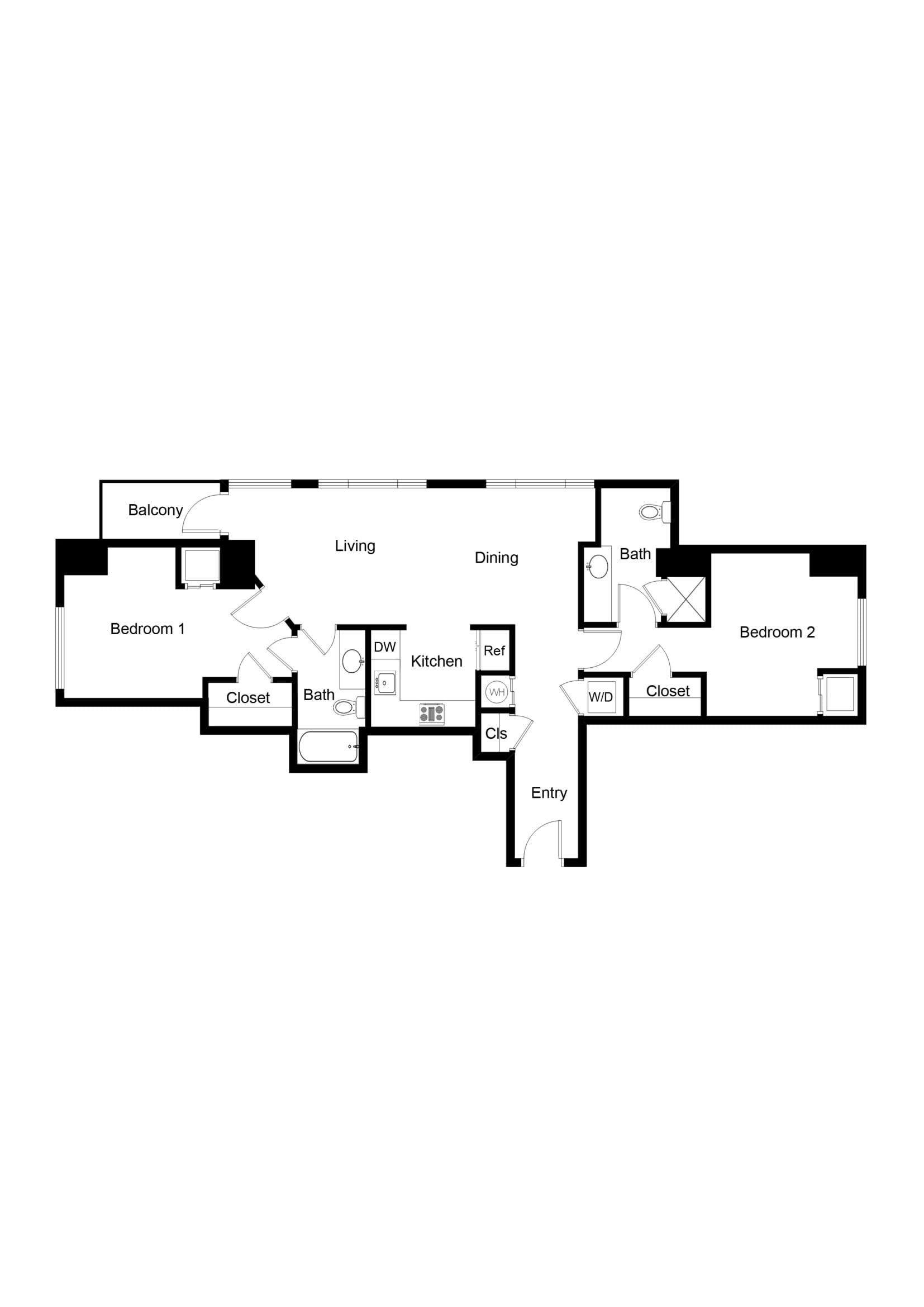2x2 B06-1 Floor Plan 2x2 B06-1 Floor Plan